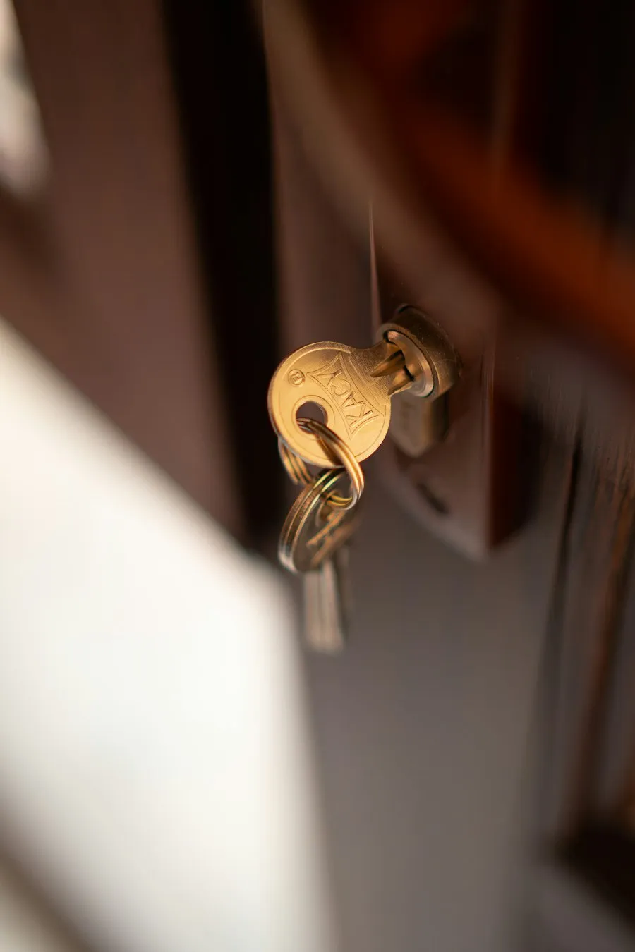 Cilindro de puerta con llave puesta